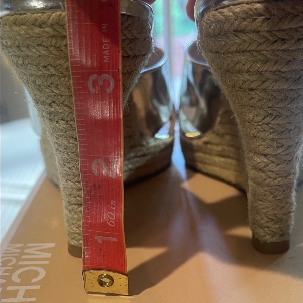 Michael Kors Shiny Silver Wedge Sandals - Picture 6 of 11